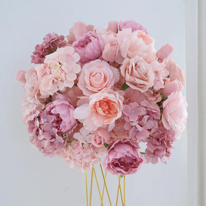 Boule de fleurs artificielles bleues personnalisables, roses en soie blanches, 50 cm, 60 cm, arrangement, grands centres de table et décorations de table pour mariage - Product Image 4