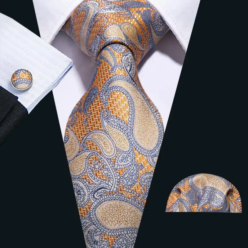 Haute qualité Jacquard luxe hommes cravates Paisley italien soie cravates ensembles