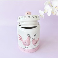 Pot de stockage de pâques de haute qualité, élégant, en Relief rose doré poulet scellé, boîte à biscuits thé pots en céramique avec couvercle