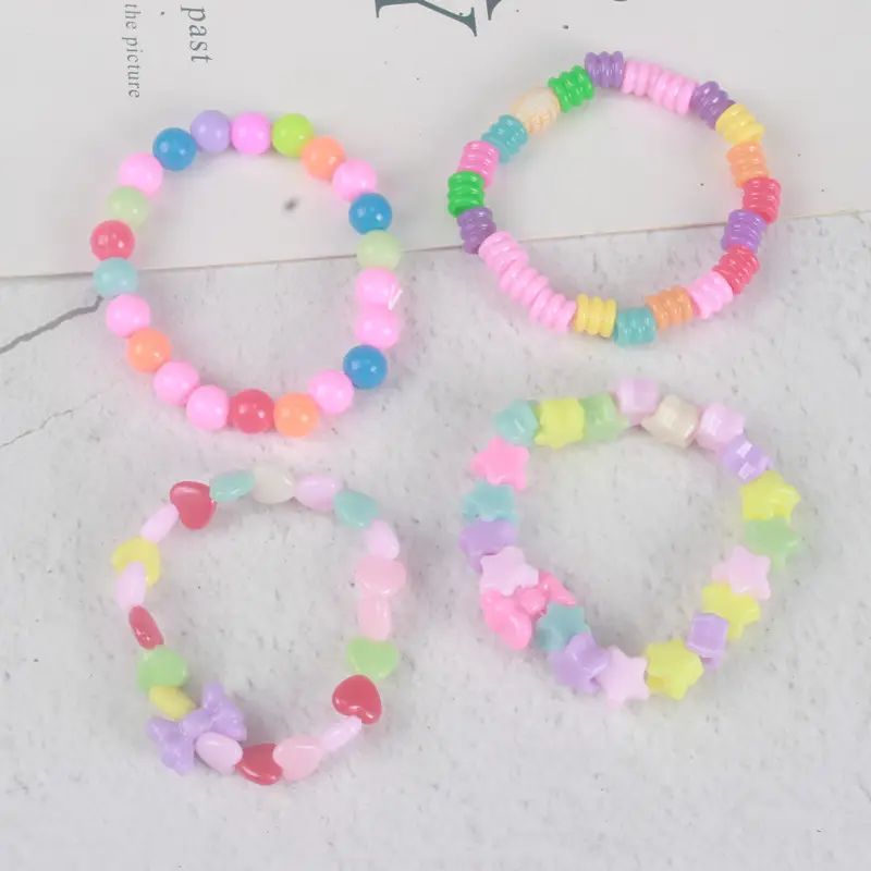 Cute bracelet for kids Colorful acrylic beads for girls Plastic pearl beaded beaded bracelet Flower bracelet