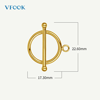 VFOOK Findings – Fermoir OT en laiton plaqué or 14 carats, non décolorant, pour la fabrication de bijoux fins, modèle T-bar, personnalisé, best-seller