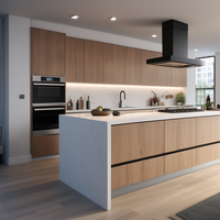 Comptoir de cuisine moderne en PVC imitation marbre sur mesure avec évier et robinet en pierre – Idéal pour la salle à manger et la maison