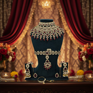 Conjunto de Joyería Semi-Nupcial Chapado en Oro con Piedras Austriacas para Mujer, Colección Elegante de Lujo para Bodas y Ocasiones Festivas y Especiales - Product Image 3