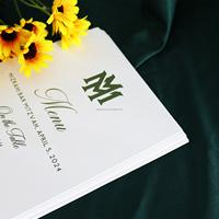 Tarjetas de Menú de Cartulina Blanca con Diseño Personalizado 2026, con Texto Verde Oscuro Personalizado para Bodas, Fiestas y Eventos