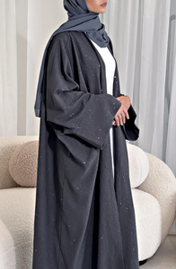 LEDUO Daily Casual Dubai <b>Abaya</b> Eid Glitter Open Kimono Modest Muslim Women's <b>Abaya</b> - Product Image 3
