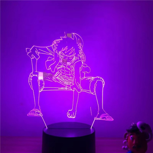 Figura de Anime japonés One Piece Luffy Lover, iluminación Led, lámpara de escritorio para dormitorio, Sensor táctil colorido, 3D ilusión, luz LED de <span class=keywords><strong>noche</strong></span> - Product Image 1