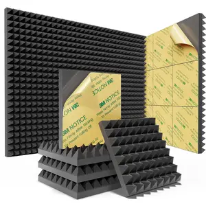 Pannelli in schiuma insonorizzata piramidale con pannelli in schiuma acustica autoadesivi 12 "X 12" X 2 "di pannelli a parete insonorizzati ad alta densità