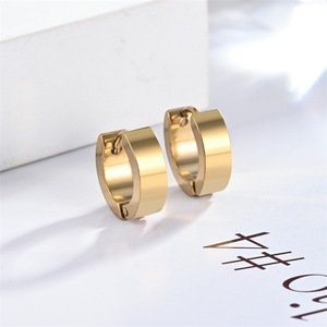 Stainless Steel Huggie Earrings Round Geometric Minimalist Unisex Fashion Hoop Earings Simple <b>Studs</b> For Daily Wear - Product Image 2