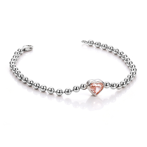 bezel setting 1carat Heart Fancy Intense <b>pink</b> lab grown diamond bracelet femme custom real 18k white gold Bead chain bracelet - Product Image 2