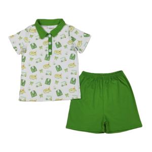 Conjuntos de Ropa para Niñas, Camiseta y Pantalones Cortos Casuales con Estampado de Carrito de Golf, Ropa de Verano de Algodón/Spandex, Venta al por Mayor - Product Image 1