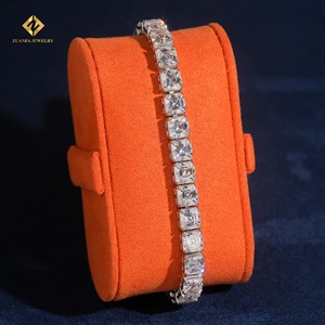 ZUANFA JEWELRY Moissanite Asscher Cut 5.5*5.5MM Tennis <b>Bracelet</b> 925 Silver Rhodium Plated Unisex Luxury <b>Bracelets</b> - Product Image 1