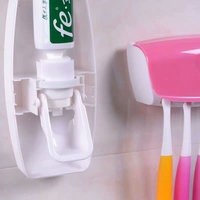 Vente en gros de presse-dentifrice et de porte-dentifrice en plastique automatique, ensemble de 5 fentes, distributeur de suspension pour brosse à dents à montage mural