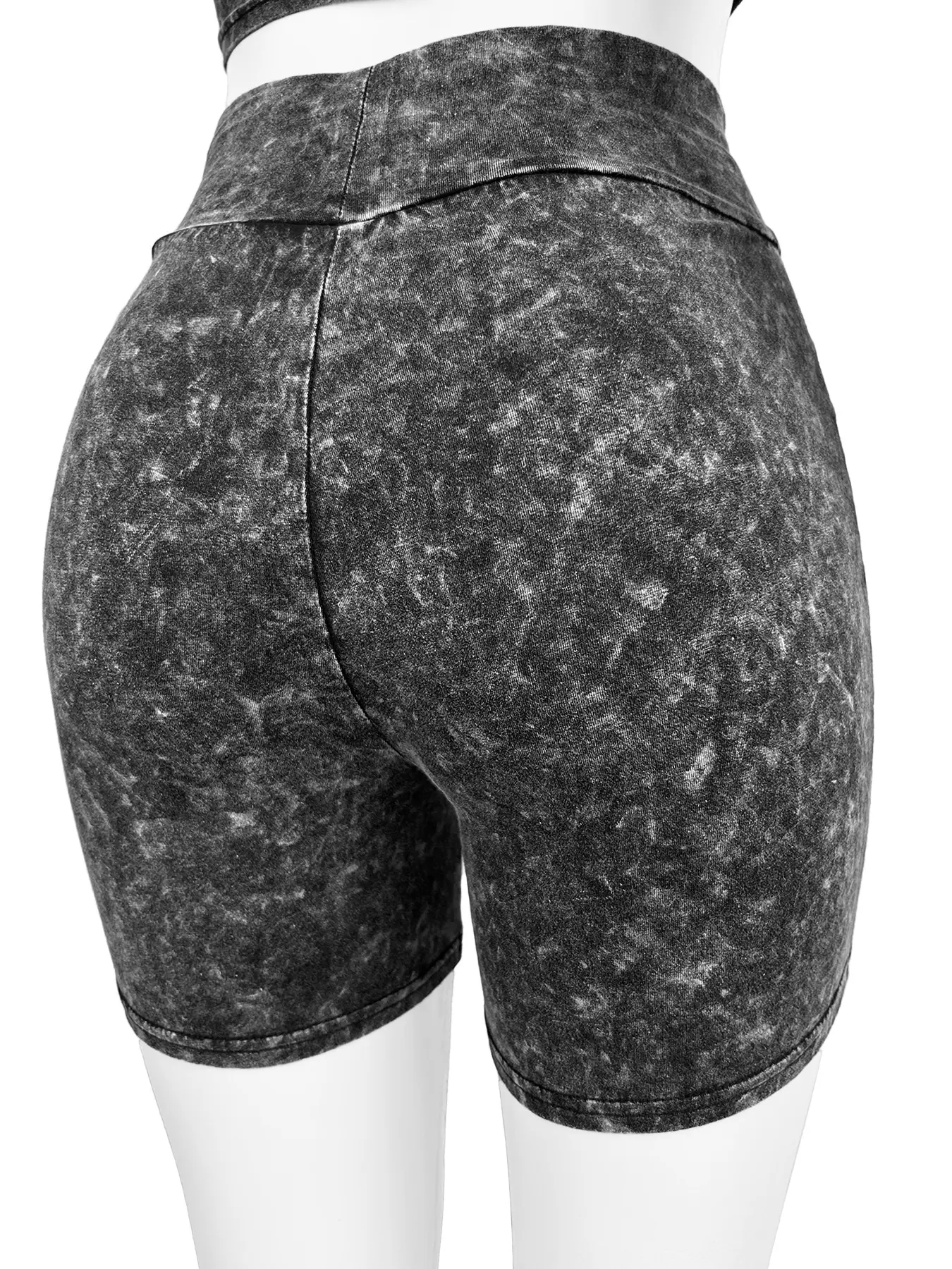 2024 Sommer Acid-Washing-Sweatshirt stretchy 2-teiliges Set Damen Trainingsanzug Set Baumwolle kurze Ärmel Abschnitt hohe taille Skinny Shorts-Set