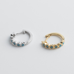 Bijoux fins, boucles d'oreilles créoles en argent sterling 925, <span class=keywords><strong>saphir</strong></span> <span class=keywords><strong>bleu</strong></span>, diamant, boucles d'oreilles huggie pour femmes, vente en gros d'usine de bijoux - Product Image 4