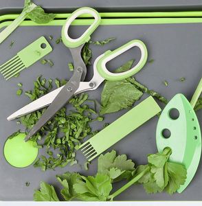 7.5" Professional Stainless Steel Multi Function 5 Blades <b>Kitchen</b> Tailor <b>Paper</b> Scissors Herb Scissors With Comb - Product Image 4
