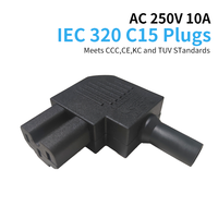 Conector de Alimentación CA LZ-14-T2RA IEC 60320 C15, Enchufe Angular de Conexión Rápida, Terminales de Tornillo, 10A 250V, Conector Hembra de Entrada Lateral