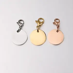 Wholesale Multi-size Stainless Steel Lobster Clasp Metal Keychain Trendy Custom Engraving Blank Round Disc Coin Pendant Keychain
