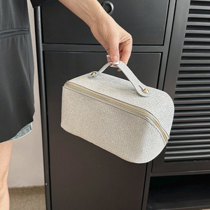 New Shiny Luxury <b>Makeup</b> Bag Zipper Large Capacity Water Resistant Foldable Soft Handle Portable Skincare Storage for Bag - Product Image 3