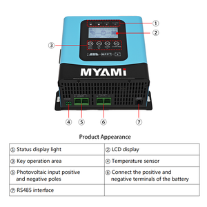 Contrôleur de charge solaire <span class=keywords><strong>MPPT</strong></span> MYAMi <span class=keywords><strong>60</strong></span> <span class=keywords><strong>amp</strong></span>ères, régulateur 30A/60A, 12V/24V/36V/48V/60V/72V/84V/96V pour batterie au plomb/lithium/LiFePo4 - Product Image 5