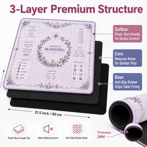 Luxury Purple Rose Wreath Mahjong Table Mat Noise Reduction Neoprene Game Play Mat with Travel Bag for <b>Gifts</b> - Product Image 5
