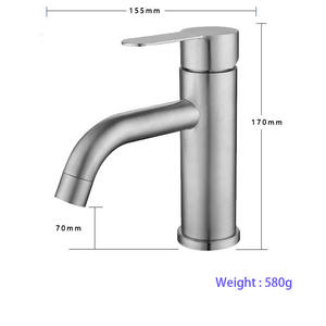 304 Stainless Steel Cold and Hot <b>Brushed</b> Nickel Color Wholesale Manufacturing Ceramic Cartridge Basin Faucet - Product Image 3