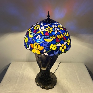 LongHuiJing European Birds Antique Stained Glass Table Lamp Simple Eco-Friendly AC 16 Inch Wide LED Desk Lamp - Product Image 5