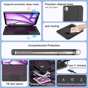 Funda con Teclado Inalámbrico Inteligente para iPad Pro de 13 Pulgadas, iPad Air de 13 Pulgadas y iPad Pro de 12.9 Pulgadas, Soporte Magnético Fácil de Instalar - Product Image 2
