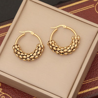 Boucles d'oreilles créoles hypoallergéniques en acier inoxydable plaqué or 18 carats, style chunky, pour femme, idéales pour les fêtes et comme cadeau