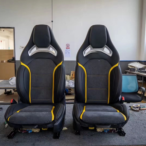 Sièges sport Mercedes AMG A35/<span class=keywords><strong>A45</strong></span>/C43/C63/E63 |   pour cuir Nappa |   Fibre de carbone |   Surpiqûres jaunes décoratives |   Imperméable - Product Image 1