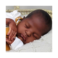 Poupée Reborn en Silicone 49cm Noire Africaine Américaine Réaliste Nouveau-né Douce pour Enfants, Cadeau
