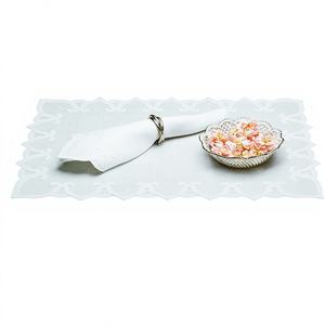 Nappe/sets de table rectangulaires en lin blanc 100 % de qualité supérieure, taille personnalisée, brodés, doux, séchage rapide, pour restaurants et fêtes VNAP - Product Image 1