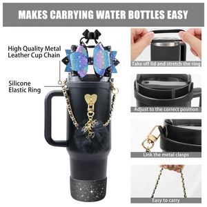Fashion 8-Piece Luxury Charm <b>Travel</b> <b>Cup</b> Accessories Set Boot Straw Cap Hook Pompom Lipstick Bag Kit Custom Logo Floral Bowknot - Product Image 4