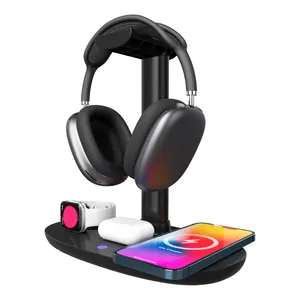 Groothandel Gaming Headphone Stand Headset Houder Oortelefoon Hanger Holder Voor Gaming Headsets Met Draadloos Opladen Pad