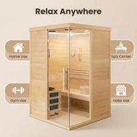 Sauna de Madera de Hemlock Sólido Moderna con Panel de Control Electrónico, Vapor Húmedo, Infrarrojos Lejanos, Portátil, para Casa o Apartamento