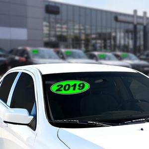 Autocollants de fenêtre de <span class=keywords><strong>concessionnaire</strong></span> automobile pour modèle ovale, autocollants de pare-brise ovale pour modèle Versa, couleur vert chartreuse - Product Image 5