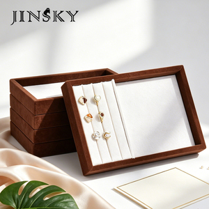 vintage jewelry tray <b>ring</b> <b>necklace</b> earring box retro shop jewellery stand velvet antique retail jewelry display plate - Product Image 3