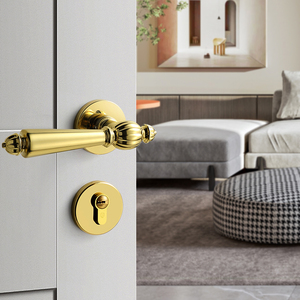 Poignée de porte en alliage de zinc doré de luxe français, ensemble de poignées et de serrures pour hôtel, villa, appartement, chambre. - Product Image 5