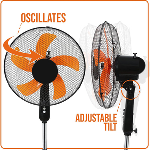 พัดลมตั้งพื้นไฟฟ้าสีส้ม16นิ้วสำหรับโรงงานผลิตผลิตภัณฑ์โลหะพร้อมใบรับรอง EU CE - Product Image 5