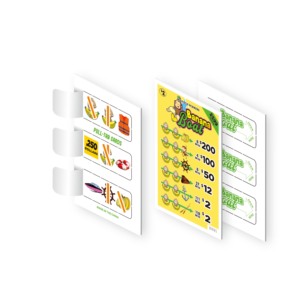 Ticket à languette à trois fenêtres, carte scellée, papier recyclable, conception personnalisée <span class=keywords><strong>de</strong></span> ticket <span class=keywords><strong>de</strong></span> loterie à languette, règles <span class=keywords><strong>du</strong></span> <span class=keywords><strong>jeu</strong></span>, taux <span class=keywords><strong>de</strong></span> gain - Product Image 1