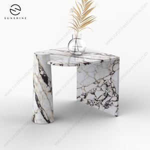 Mesa Auxiliar Moderna de Mármol, Diseño Contemporáneo, Muebles para Hotel, Duradera, Patrón de Vetas Blancas y Negras, Estructura de Piedra Sólida - Product Image 6