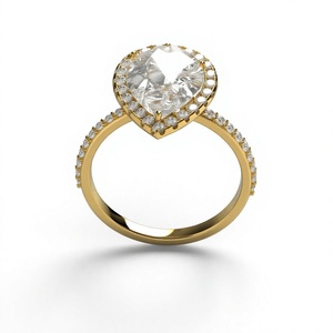 Milgrain Pear Halo Engagement <b>Ring</b> 18K Gold Plated Teardrop <b>Diamond</b> Solitaire <b>Ring</b> Micro Pave Band Fine Jewelry Gift for Women - Product Image 2