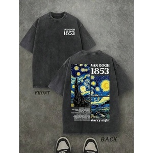 เสื้อยืดฮิปฮอปทรงบ็อกซี่พิมพ์ลายกราฟิกแบบหนาพิเศษ 1 ตัว เสื้อยืดคอตตอนเปล่าคุณภาพสูงสั่งทำได้ สตรีทแวร์โอเวอร์ไซส์แบบวินเทจ - Product Image 2