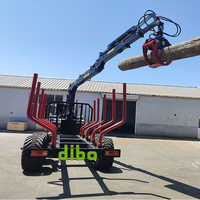 Remorque forestière hydraulique pour grue forestière avec grappin, remorque forestière quadricycle avec certification CE