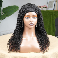Perruques mi-tête 3-en-1 sans colle, bouclées, crépues, avec cordon de serrage, densité 200, en cheveux humains vietnamiens 100 % naturels, vente en gros