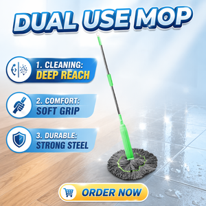 Mop a torsione commerciale e domestico in offerta speciale con strizzatura facile, manico lungo e sistema di auto-strizzatura per la pulizia dei pavimenti - Product Image 1