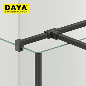 Puertas deslizantes de <span class=keywords><strong>ducha</strong></span> para Hotel, carcasa de baño para Villa en casa, cabina de <span class=keywords><strong>ducha</strong></span> de aluminio negro deslizante, pantalla de puerta de <span class=keywords><strong>ducha</strong></span> de vidrio de 8mm - Product Image 4