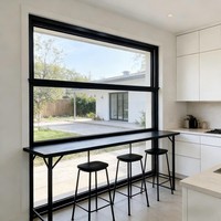 Ventanas Corredizas Verticales Insonorizadas con Diseño de Rejilla Automática, Marco Delgado Negro, Resistentes a Huracanes, Personalizables, de Aluminio