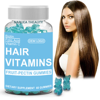 OEM Private Label Haar-gummy's met Biotine voor volwassenen, voor haargroei en gezondheid, natuurlijk fruit multivitamine supplement