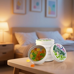 Custom Design Aluminum Packaging Recyclable <b>Gummy</b> Tins Packaging <b>Candy</b> Tin Box Tobacco Aluminum Jar - Product Image 1