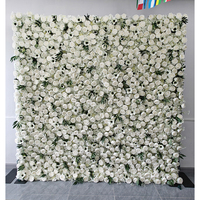 Mur de fleurs de mariage en tissu 3D personnalisable 8ft x 8ft, fleurs mélangées, roses blanches, fleurs artificielles faites à la main, écologiques